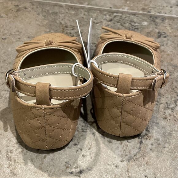 Janie And Jack Tan Faux Suede Quilted Ballet Flats Infant Size 18-24 Months - Picture 3 of 12